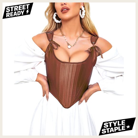 Vintage Asymmetrical Hem Overbust Corset Shapewear Top XX-Large